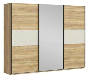 Dressing GLAMOUR, stejar/casmir, PAL, cu 3 usi, 270x61x211 cm