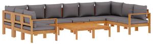 Set de canapele de grădină cu perne, 8 piese, lemn masiv acacia
