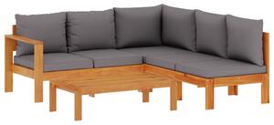 Set canapele de grădină cu perne, 4 piese, lemn masiv de acacia