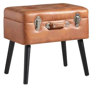 Taburet KEVIN, maro/negru, piele ecologica/lemn, 50x35x46 cm