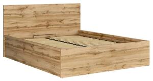 Pat TETRIX 160x200, stejar wotan, PAL, cu somiera si spatiu depozitare