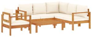 Set de canapele de grădină cu perne, 5 buc., lemn masiv acacia