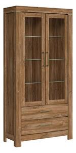 Vitrina GENT, stejar stirling, PAL laminat, cu iluminare LED, 98x42x20