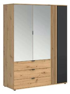 Dulap VABRES, stejar artisan/negru mat, PAL laminat, 151x56x196 cm