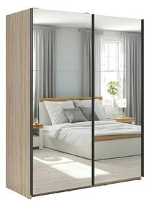 Dulap TETRIX, stejar sonoma, PAL, cu 2 usi si oglinzi, 154x60x196 cm
