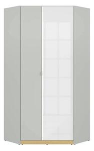 Dulap NANDU, gri deschis/ alb lucios, PAL, cu 2 usi, 93x93x201 cm