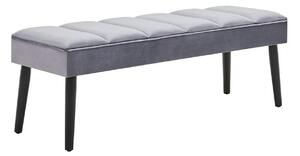 Bancheta LUNA, stofa catifelata gri, 120x40x43 cm