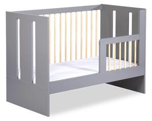 Pătuț pentru copii cu bariera NORBET,124x85x66,gri/lemn