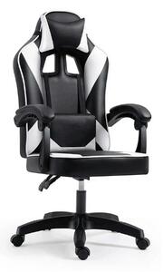 Scaun gaming IMPERIA, negru/alb, piele ecologica/metal, 64x64x104/116