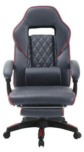 Scaun gaming RIKU, gri/negru, piele ecologica, 71x64x112/122 cm