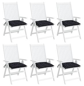 Perne scaun, 6 buc., negru, 40x40x7 cm, textil, model pătrățele