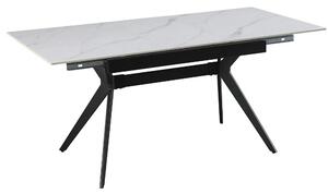 Masa extensibila MILS, alb cu efect de marmura/negru, ceramica/metal