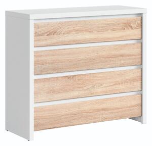 Comodă Nolroma 105, Stejar Sonoma, Alb, PAL laminat, 92x105x41cm, 43 kg