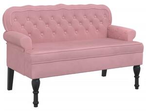 Banchetă cu spătar, roz, 119,5x64,5x75 cm, catifea