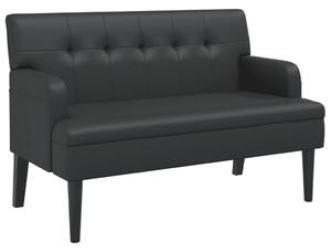 Banchetă cu spătar, negru, 112x65,5x75 cm, piele ecologică