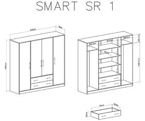 Dulap cu patru uși cu două sertare Smart SR1 - artizanal