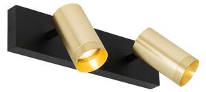 Spot de tavan negru cu auriu reglabil 2 lumini - Jeana Luxe