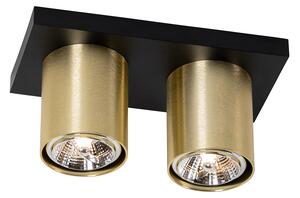 Spot de tavan modern negru cu auriu 2 lumini - Tubo