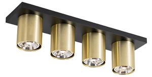 Spot de tavan modern negru cu auriu 4 lumini - Tubo