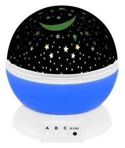 Lampa de noptiera cu proiector, pentru copii, cupola rotativa, albastru, incarcare USB 4xAAA, 12.7x13.5 cm, Isotrade