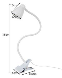 Lampa de birou cu clips, brat flexibil, 3 culori lumina, 10 niveluri, USB, alb, 45 cm, Izoxis