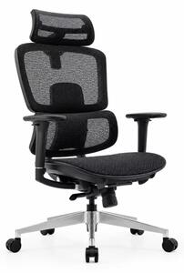 Scaun ergonomic Ergo Breeze, cu tetiera 4D și mecanism sincron - W720×D665×H1200-1260mm, black