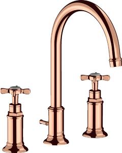 Baterie lavoar baie red gold lucios cu 3 orificii si ventil pop-up Hansgrohe Axor Montreux 180 Red gold lucios