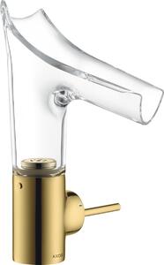 Baterie lavoar baie auriu lucios sticla transparenta cu ventil inclus Hansgrohe Axor Starck V 140 Auriu lucios/sticla transparenta