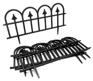 Gard de gradina decorativ, plastic, negru, set 4 buc, 60x25 cm