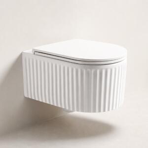 Vas WC suspendat alb lucios riflat, capac slim soft-close