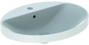 Lavoar baie incastrat alb 60 cm, oval, cu orificiu baterie, Geberit VariForm Cu orificiu, 600x480 mm
