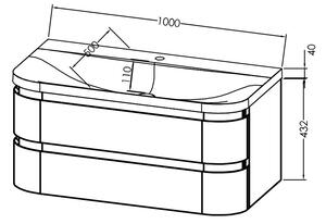Set dulap baie cu lavoar inclus KolpaSan Vittoria 100 cm, gri inchis mat Gri inchis mat, 1000x432x500 mm