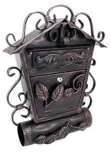 Cutie postala, cu loc pentru ziar oblic, elemente forjate, cupru, format B5, 38x12.5x51.5 cm, Damech