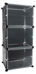 Raft dulapior depozitat incaltaminte, modular, 6 polite, plastic, negru, 40x31x92 cm