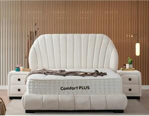 Pat COMFORT PLUS 160x200, stofa crem - Troya 01, cu somiera si spatiu