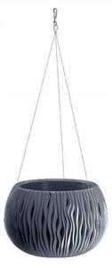 Ghiveci decorativ cu lant, rotund, antracit, 23.8x16.1, Sandy Bowl WS