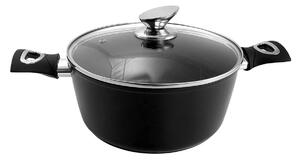 Oala cu capac sticla YENA, 20 cm, 2.2 L, antiaderenta, Black Line, MAGIC HOME