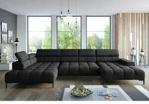 Coltar PLAZA XL, sezlong stanga, stofa catifelata negru - Riviera 100