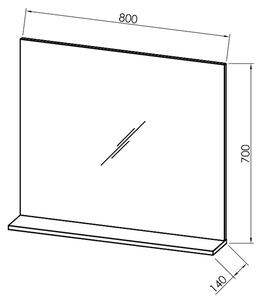 Oglinda baie 80 cm cu etajera alba Kolpasan, Evelin 800x700x140 mm, Alb
