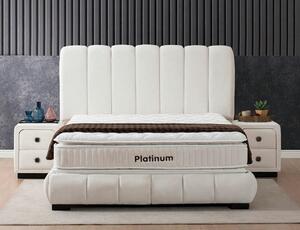 Pat PLATINUM 160x200, stofa crem - Troya 01, cu somiera si spatiu depo