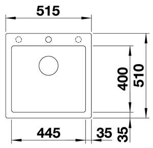 Blanco Pleon 5, chiuveta silgranit 515x510x220 mm, 1 camera, roca gri, BLA-521669