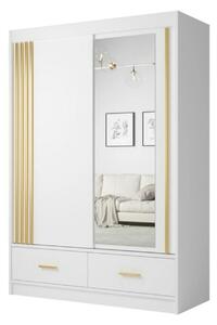 Dulap CANADA CA25-150, alb/auriu, PAL, cu 2 usi si 2 sertare, 150x60x2