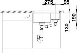Blanco Subline 340/160-U, chiuveta silgranit sub blat 555x460x190 mm, chiuveta stanga, 1,5 camere, antracit, BLA-523548
