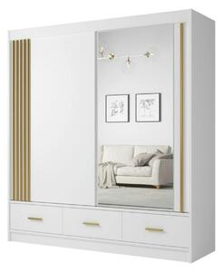 Dulap CANADA CA25-200, alb/auriu, PAL, cu 2 usi si 3 sertare, 200x60x2