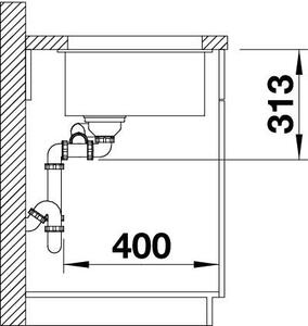 Blanco Subline 340/160-U, chiuveta silgranit sub blat 555x460x190 mm, chiuveta stanga, 1,5 camere, antracit, BLA-523548