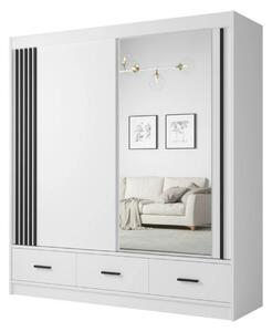 Dulap CANADA CA24-200, alb/negru, PAL, cu 2 usi si 3 sertare, 200x60x2