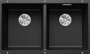 Blanco Subline 350/350-U, chiuvetă silgranit 755x460x200 mm, 2 camere, negru, BLA-525987