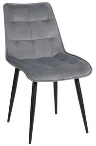 Scaun RON, gri deschis/negru, stofa catifelata/metal, 48x62x87 cm