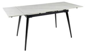 Masa extensibila REEF, alb cu efect de marmura/negru, ceramica/metal