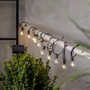 STAR TRADING Ghirlandă luminoasă LED solară cu LED-uri Globe Mini, 10 becuri, 270 cm, 3000K, Negru, Plastic